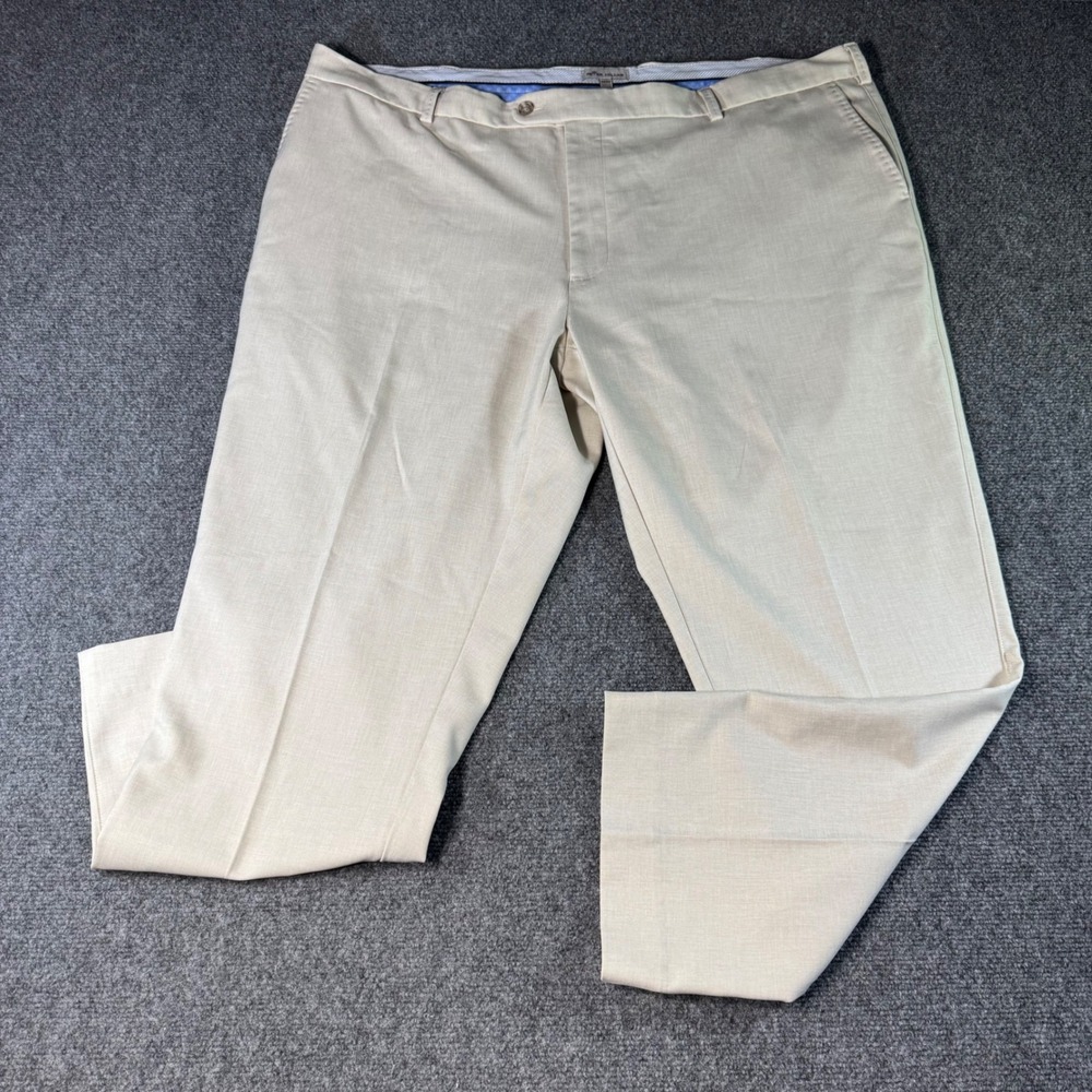 Peter Millar Mens 44x30 Beige Flat Front Dress Pants Trousers RN100308 Tan